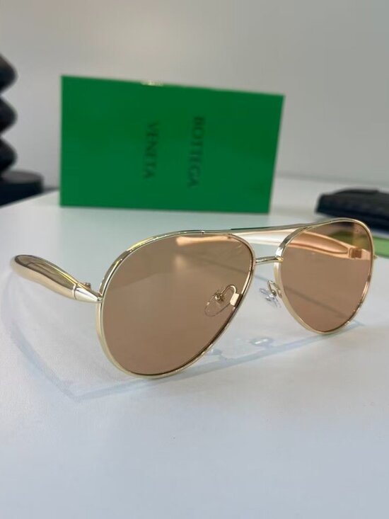 Bottega Veneta Gold Aviator Sunglasses with Brown Gradient Lenses